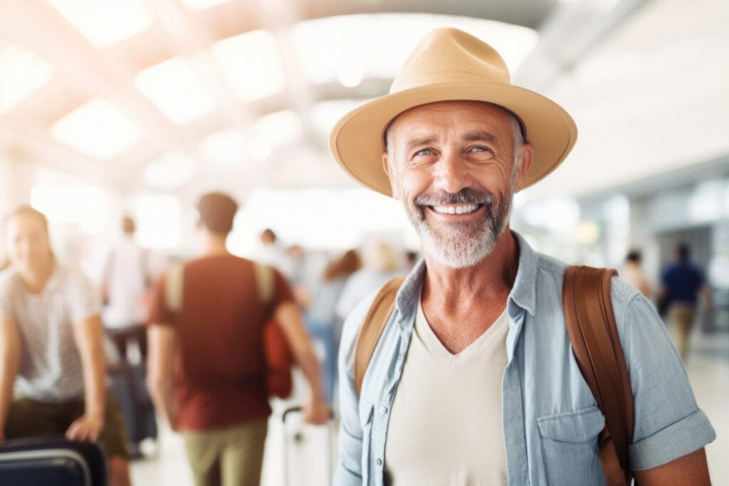 usmievavý starší pán využíva zubný turizmus